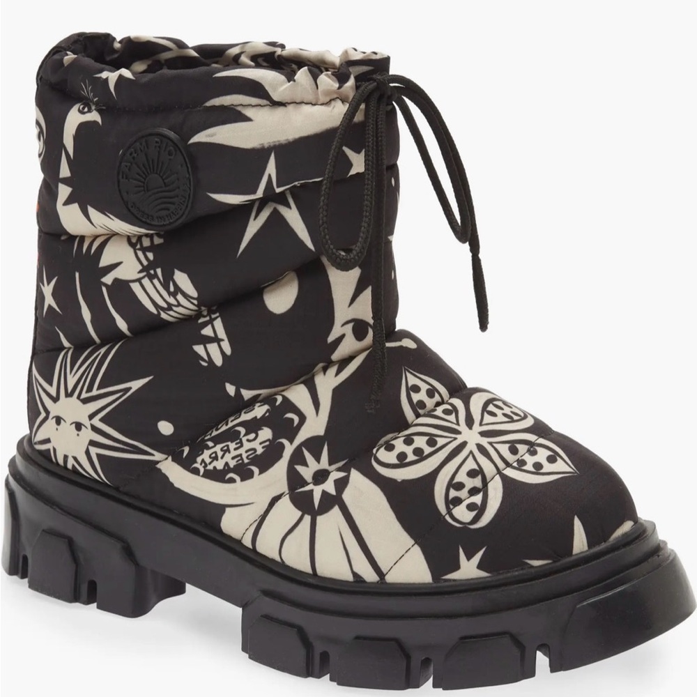 Farm Rio Lug Sole Puffer Bootie Boot Colorful whimsical Brazil size 9.5